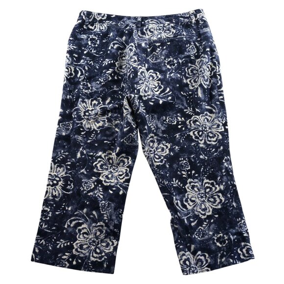 Chaps Denim Womens Capri Jeans Size 10 Floral Batik Indigo Blue Boho Chic Casual - Picture 2 of 11